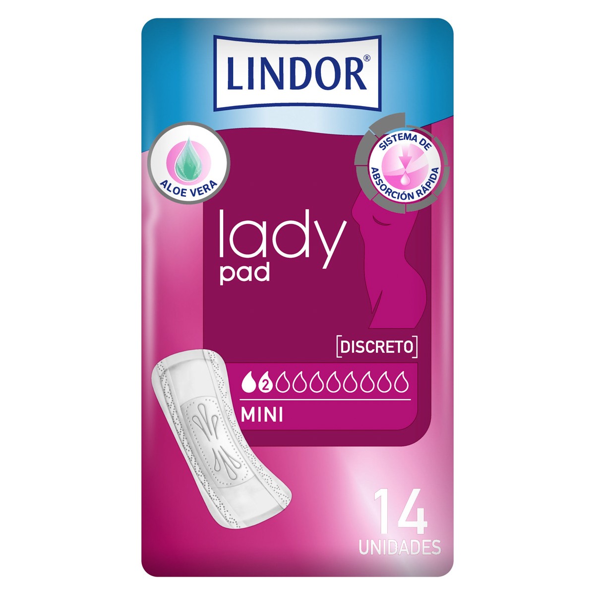 Lindor Lady pad mini 2 gotas 14u